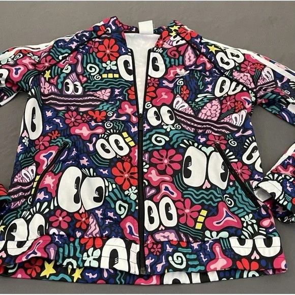 Adidas Originals Jacket Women Medium Hattie Stewart Floral Eyes Track Full Zip - Picture 9 of 12